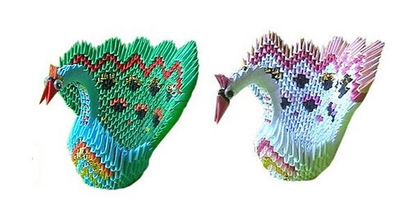 O caule e a folha são criados a partir de papel colorido comum usando a técnica do origami clássico